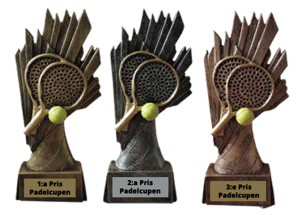 Padelstatyett Guld/Silver/Brons - 165 mm - Skylt med valfri text ingår
