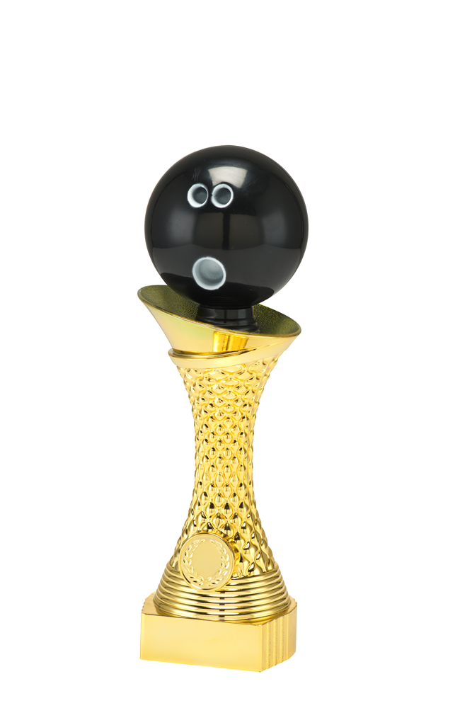 Guld Statyett Bowling Bella - 235/255/275 mm - Inklusive skylt med text