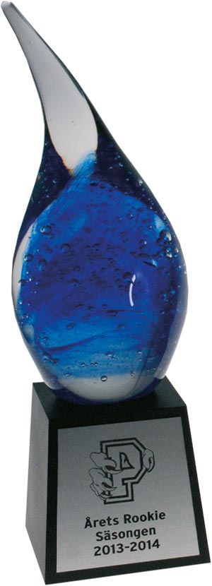Glasstatyett Svettdroppen Blue - 4 olika storlekar - Inklusive skylt med text
