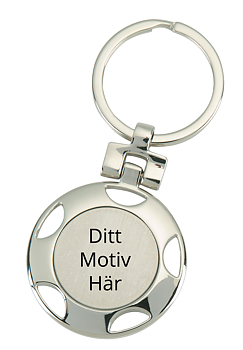 Nyckelring i metall med eget motiv 38x81mm inklusive ask