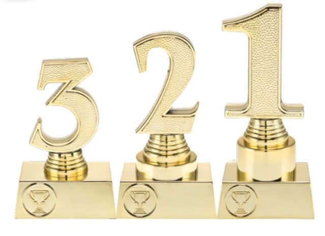 Statyett Guld Podium Sport Trophies - 135/155/170 mm - Inklusive skylt med text