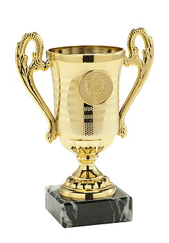 Pokal Linz 145 mm - Guld, Silver & Brons - Inklusive jetong och skylt med text