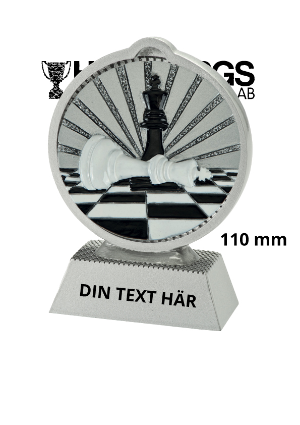 Schack statyett Resin - 110 mm - Inklusive skylt med text