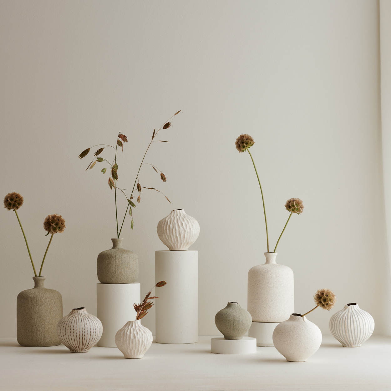 Vase LINE medium Sand White Cut - 3