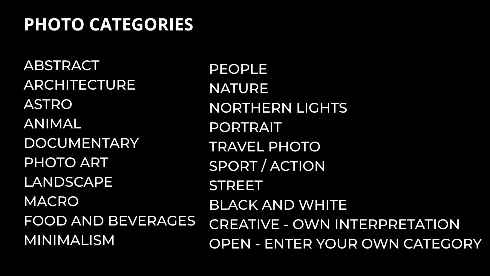 Photo Categories