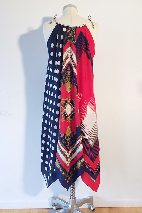 Scarfklänning ärmlös, röd/vit/blå - 4