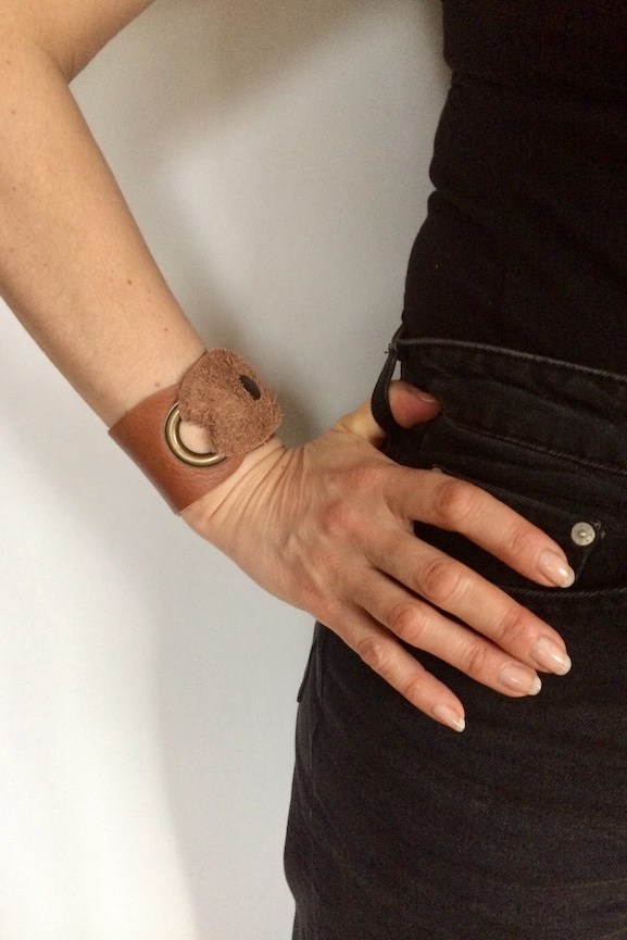 Cuff Läderarmband, cognac - 3