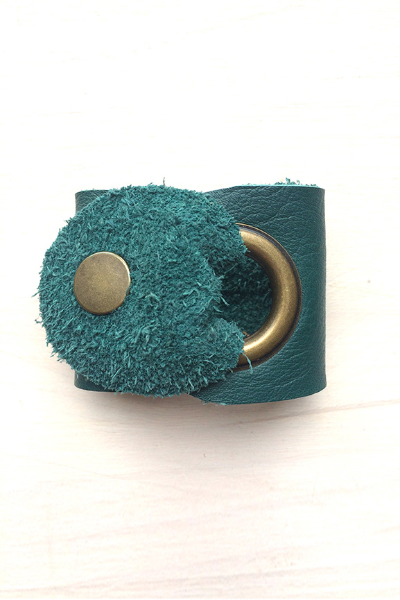 Cuff Läderarmband, petrol