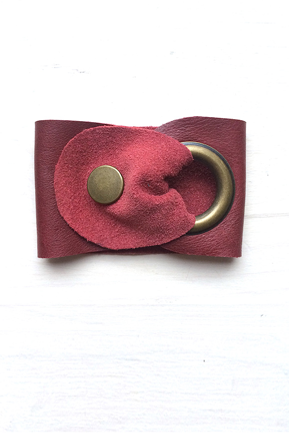 Cuff Läderarmband, vinrött