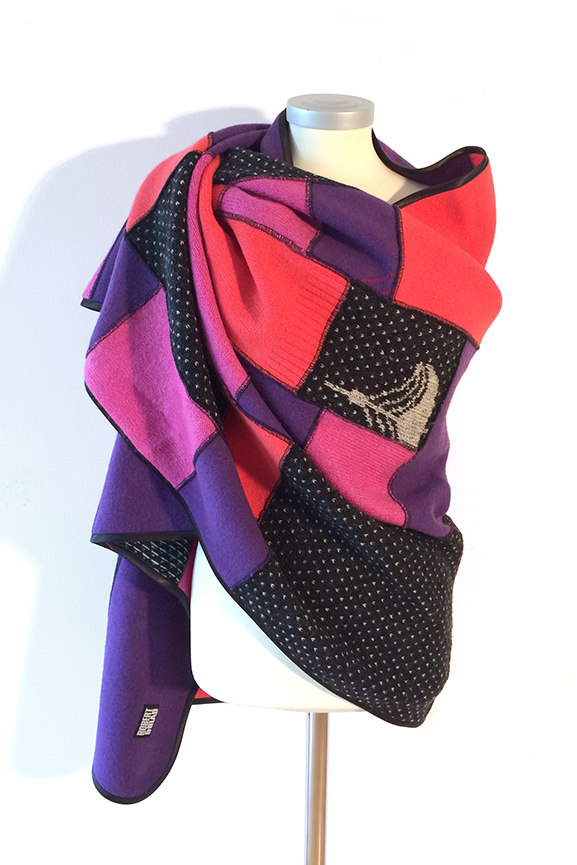 Plädsjal Grama, Rosa/lila/svart, No 3 - 4