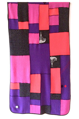 Plädsjal Grama, Rosa/lila/svart, No 3