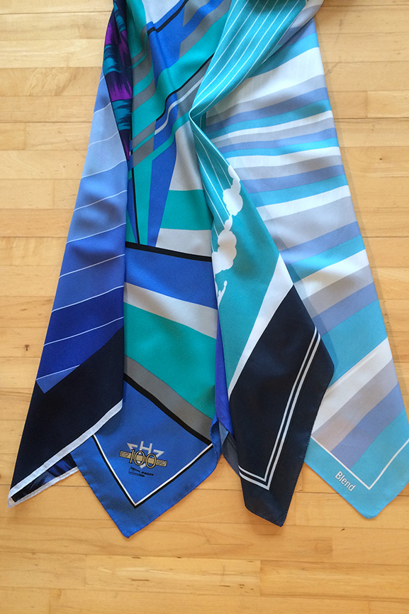 SÅLD Scarfklänning med ärm, vit/blå - 3