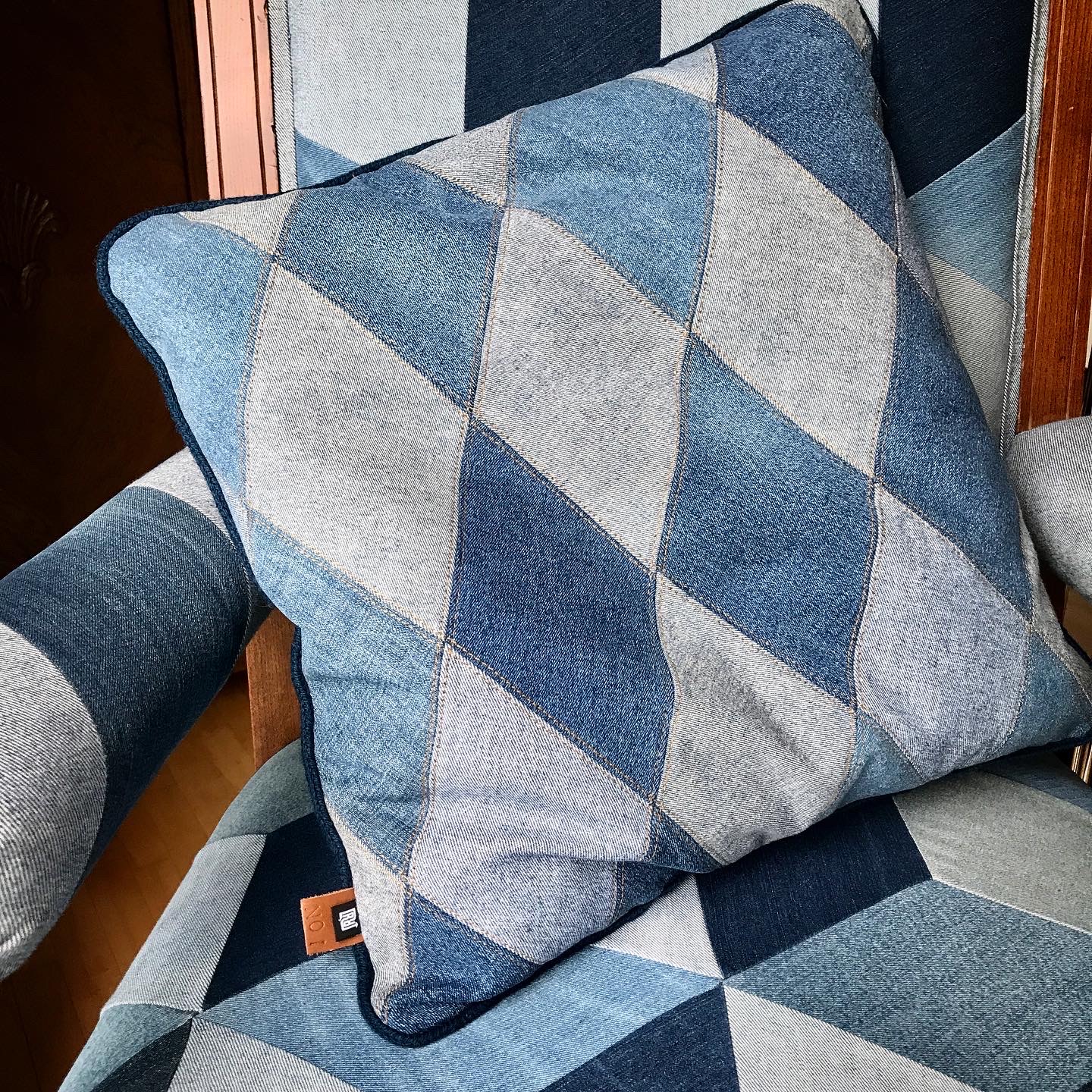  Denim kudde No 6, Harlekin - 5