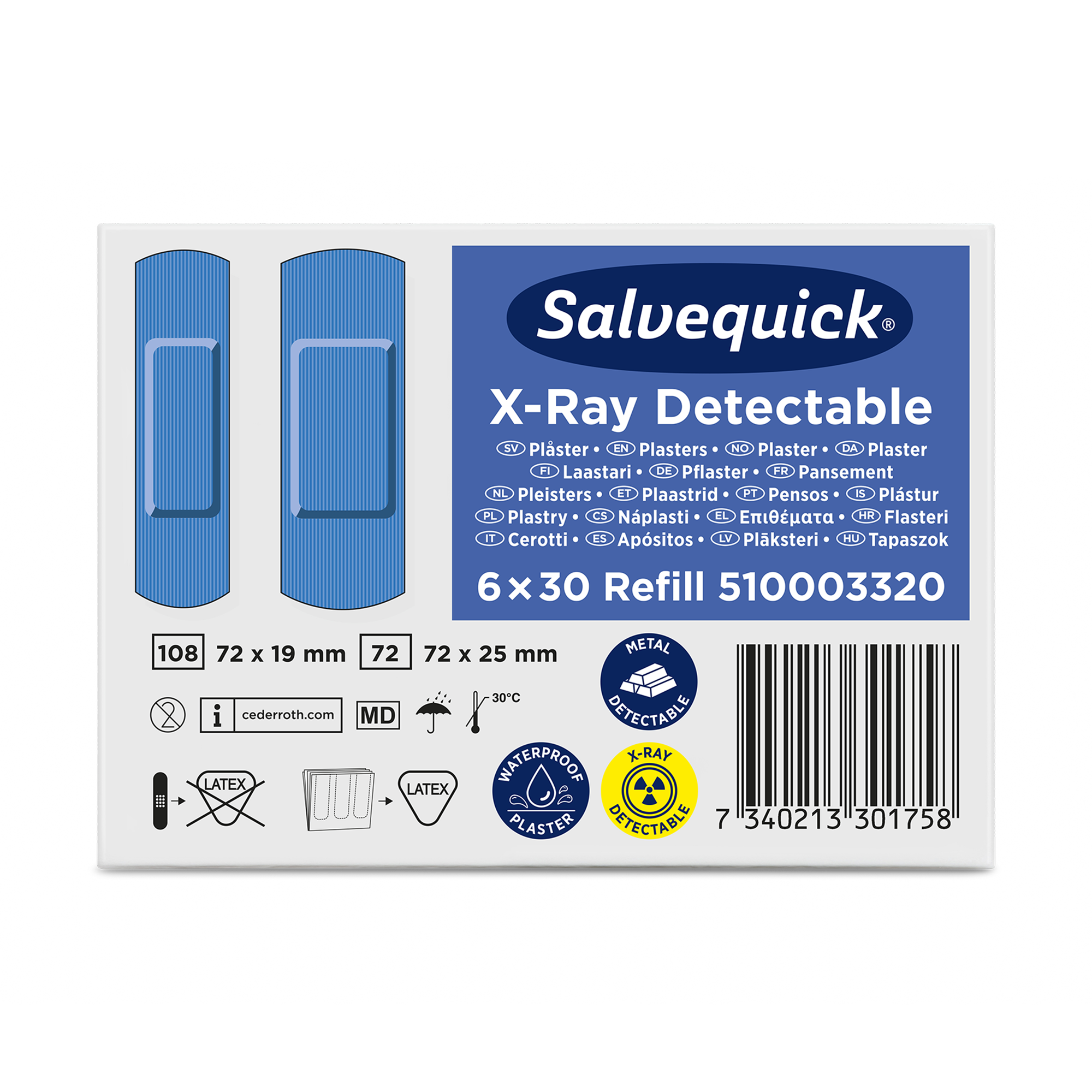 X-Ray Detectable 30x6 Plasters Refill