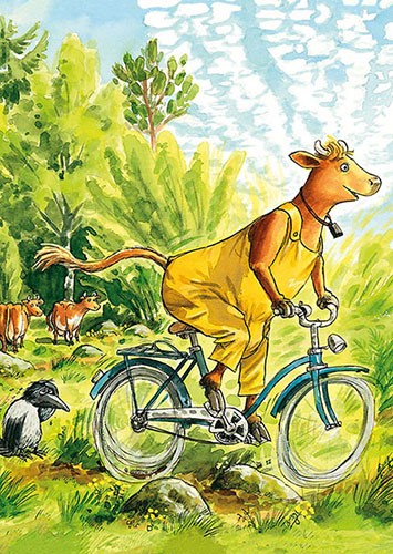 Vykort A6 Mamma Mu cyklar