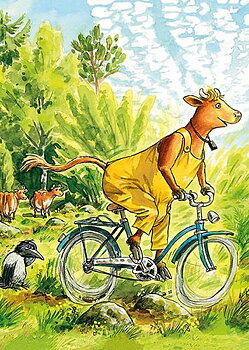 Vykort A6 Mamma Mu cyklar