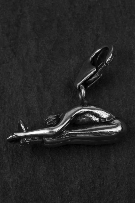 Forward bend yoga charm in silver - 2