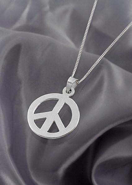 PEACE silver jewelry on a silver chain