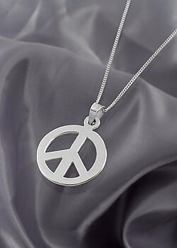 PEACE silver jewelry on a silver chain