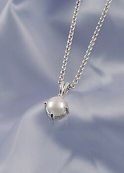 Pearl encased in silver on a 42 cm silver chain