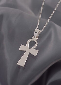 Ankh Cross in silver on a silver chain