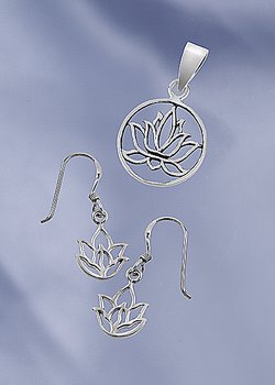 Lotus earrings and lotus necklace