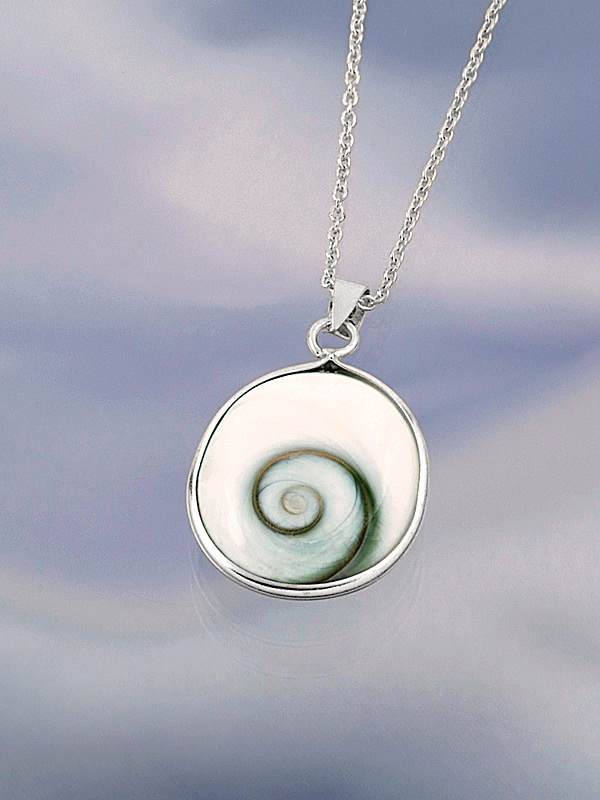 Shell encased in silver with silver chain