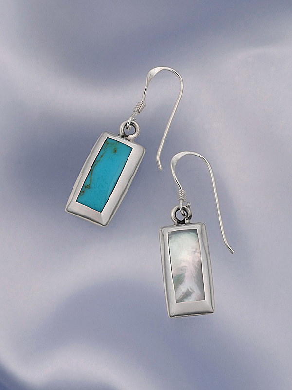 Turquoise and pearl silver earrings
