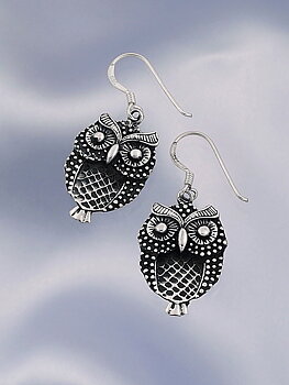 Owl silver earrings