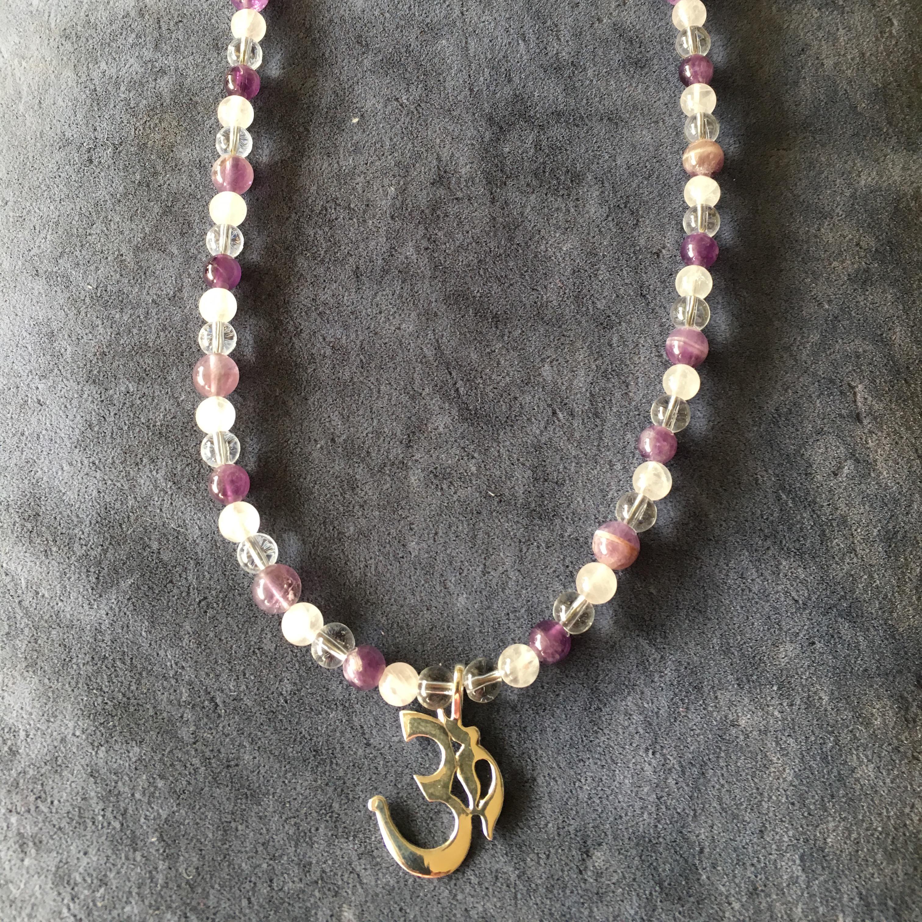 Amethyst, crystal, rose quartz with silveraum