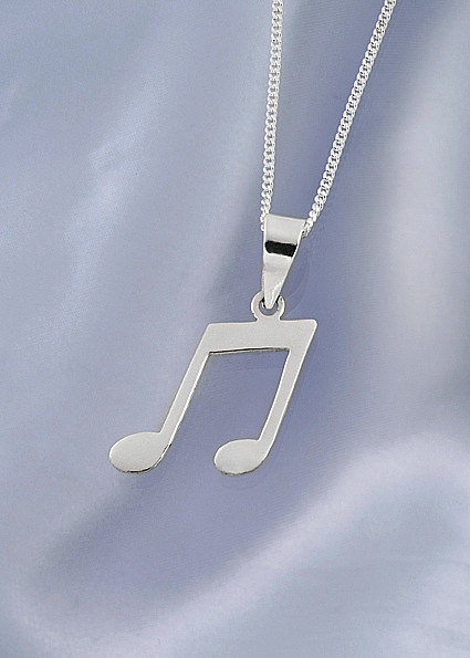 Silver necklace with notes