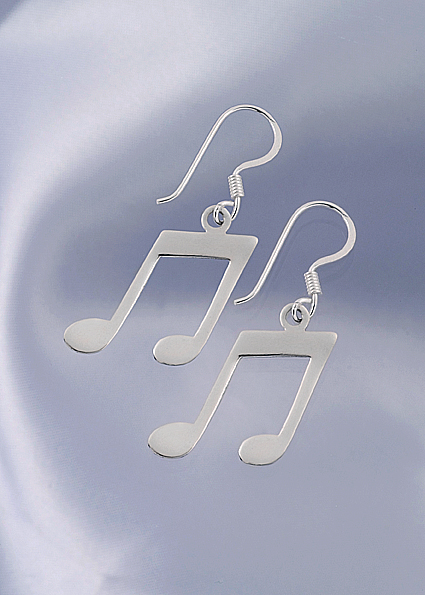 Silver earrings with notes in silver