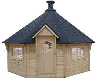 GRILLSTUGA L 19,9 m²  Halvsirkulære tømmer