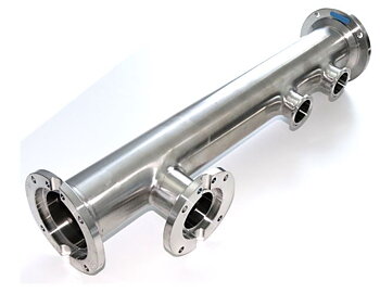 Adapter (T-Rohr) Ø76 mm (3"), I-Flanschen, 2 Stück Milchleitung Ø38 mm, 14'- Liter