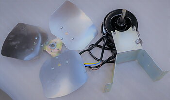 Fläktmotor 380V 2-fas med fläkthjul (Ø360 mm), konsol och kondensator