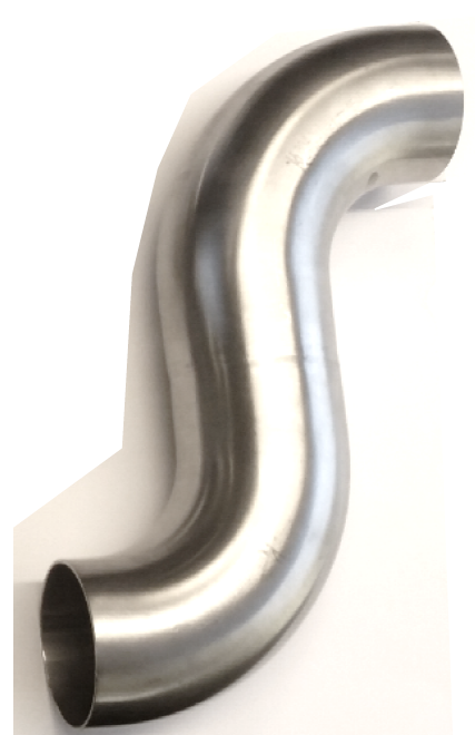 S-shaped cleaning pipe Ø51 mm in SS (outside dimensions 266x135x51 mm)