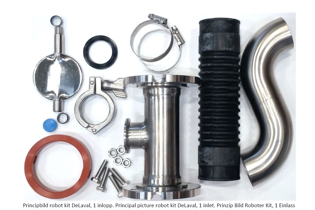Roboterkit für eine Milchleitung (Ø38 mm) zum Tank, 76 mm Auslauf, für I-Flansch