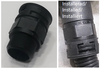 Gland for hose, level electrode