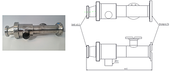 Auslauf für DF95L 14000-30000 L, Ø76 mm (3") mit I-Flansch und SMS 63,5 (2,5")