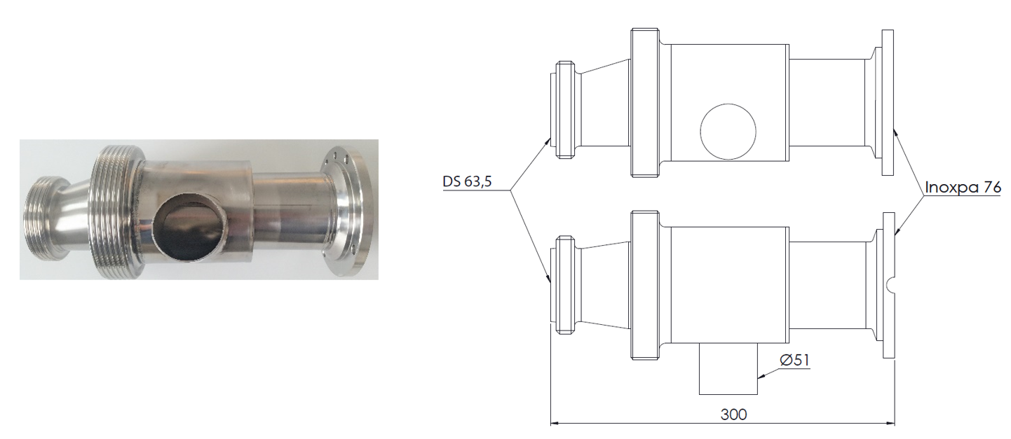 Clean & Clamp, Ø76 mm (3") mit I-Flansch und DS 63,5 - 1 Stück Reinigungsanschluss