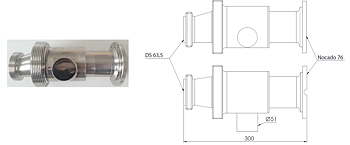 Clean & Clamp, Ø76 mm (3") mit N-Flansch und DS 63,5 - 1 Stück Reinigungsanschluss