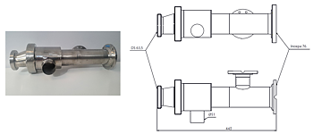 Auslauf für DF95L 14000-30000 L, Ø76 mm (3") mit I-Flansch und DS 63,5 (2,5")
