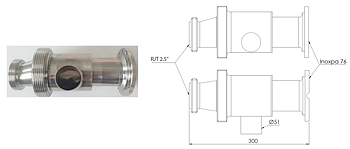 Clean & Clamp, Ø76 mm (3") mit I-Flansch und RJT 2,5" - 1 Stück Reinigungsanschluss