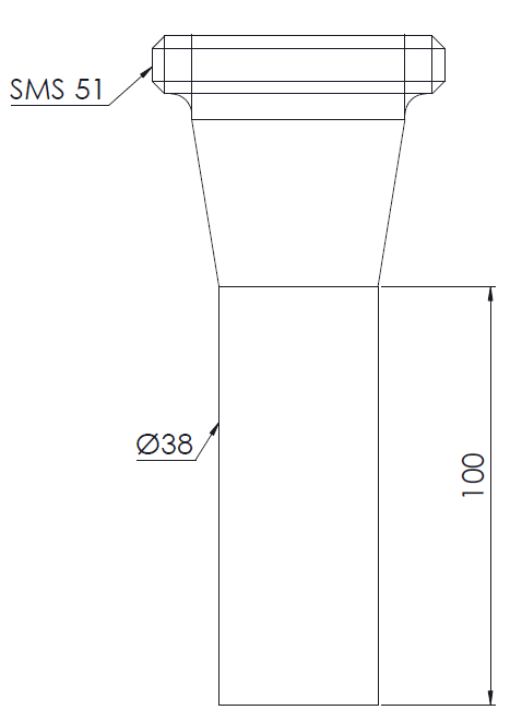 Schlauchanschluss Ø38 und Kupplung mit Nippel SMS 51