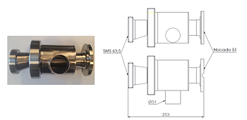 Clean & Clamp, Ø51 mm (2")  mit Nippel SMS 63,5