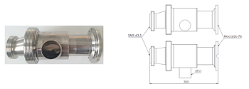 Clean & Clamp, Ø76 mm (3 ") mit N-Flansch und SMS 63,5 - 1 St. Reinigungsanschluss