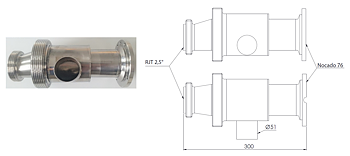 Clean & Clamp, Ø76 mm (3") mit N-Flansch und RJT 2,5" - 1 Stück Reinigungsanschluss