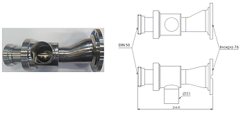 Clean & Clamp, Ø76 mm (3 ") mit I-Flansch und Reinigungsanschluss für DIN 50 - 1 St. Reinigungsanschluss