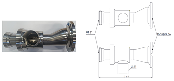 Clean & Clamp, Ø76 mm (3 ") mit I-Flansch und RJT 2" - 1 St. Reinigungsanschluss