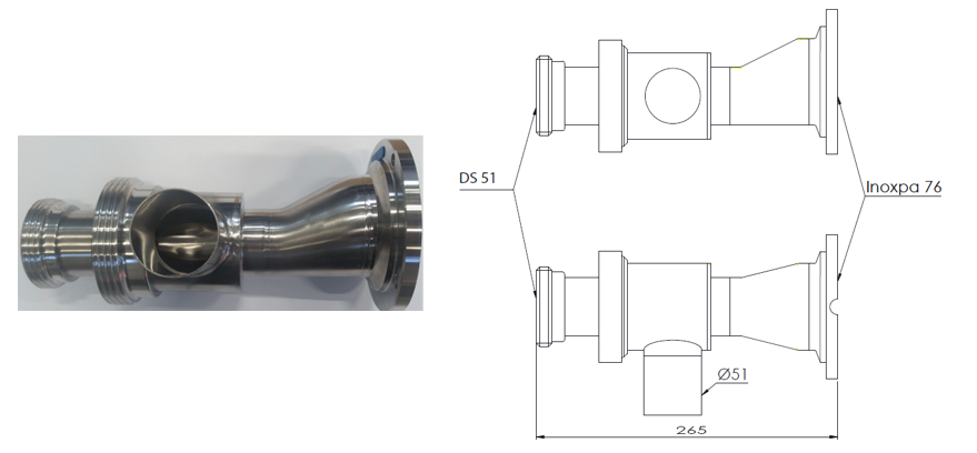 Clean & Clamp, Ø76 mm (3 ") mit I-Flansch und DS 51 - 1 St. Reinigungsanschluss
